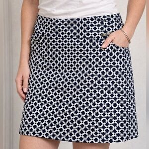 Classic Navy and White High Quality Geometric A-Line Skirt.